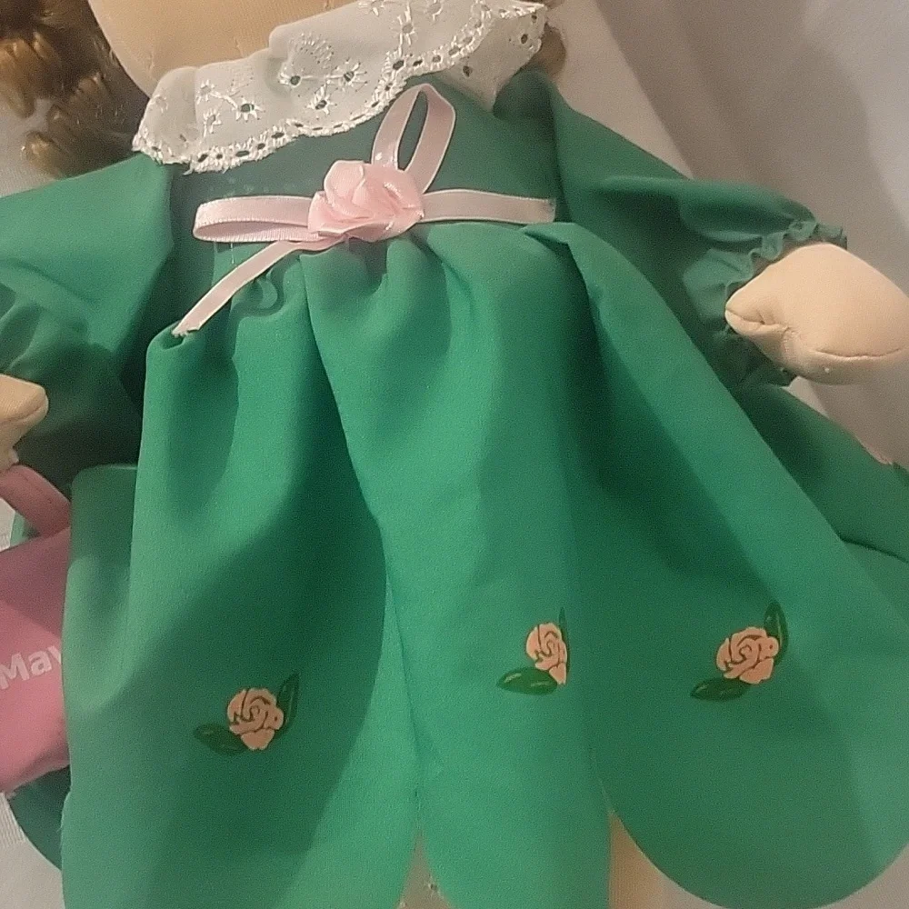 Sugar Loaf Birthday Babies Doll May Missy Green Plush Stuffed 1980's Toy Vintage
